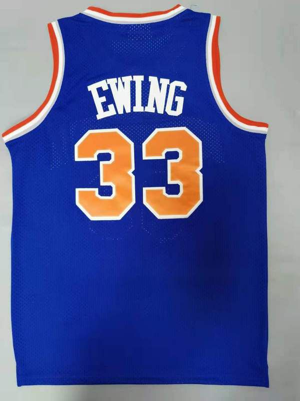 Men New York Knicks #33 Ewing Blue Throwback Gourmet mesh NBA Jersey